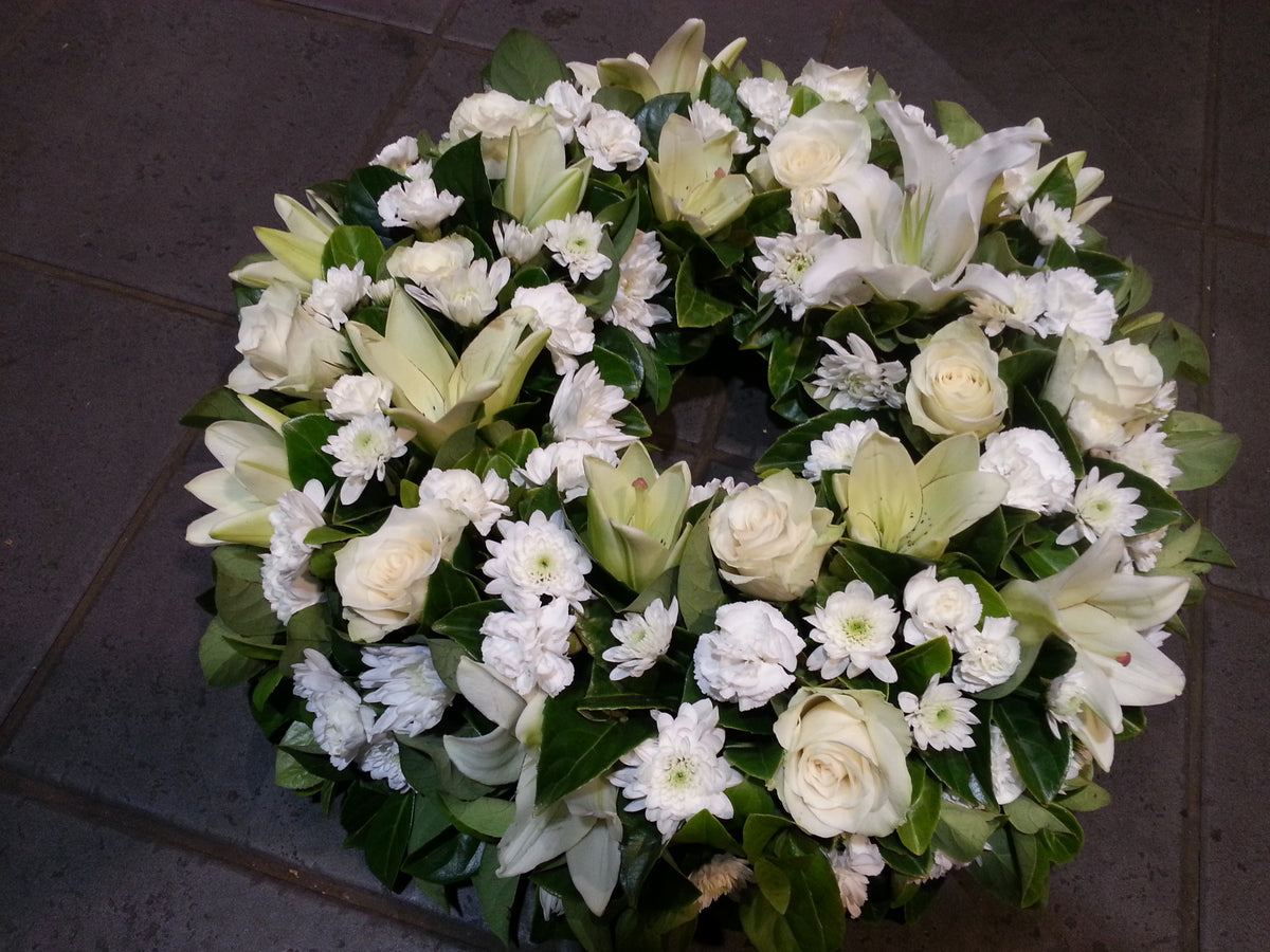 White Lily and Rose Wreath